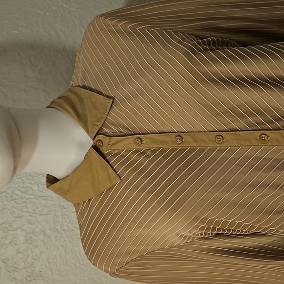 VTG MERONA Tan Vee Striped Button Down Shirt XL - Picture 4 of 8